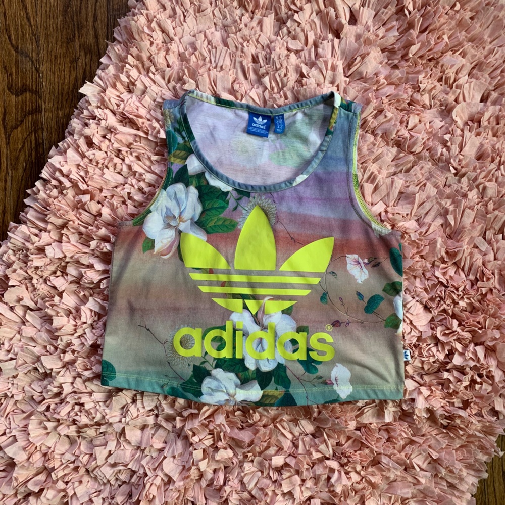 Limited edition “Adidas” logo floral crop top